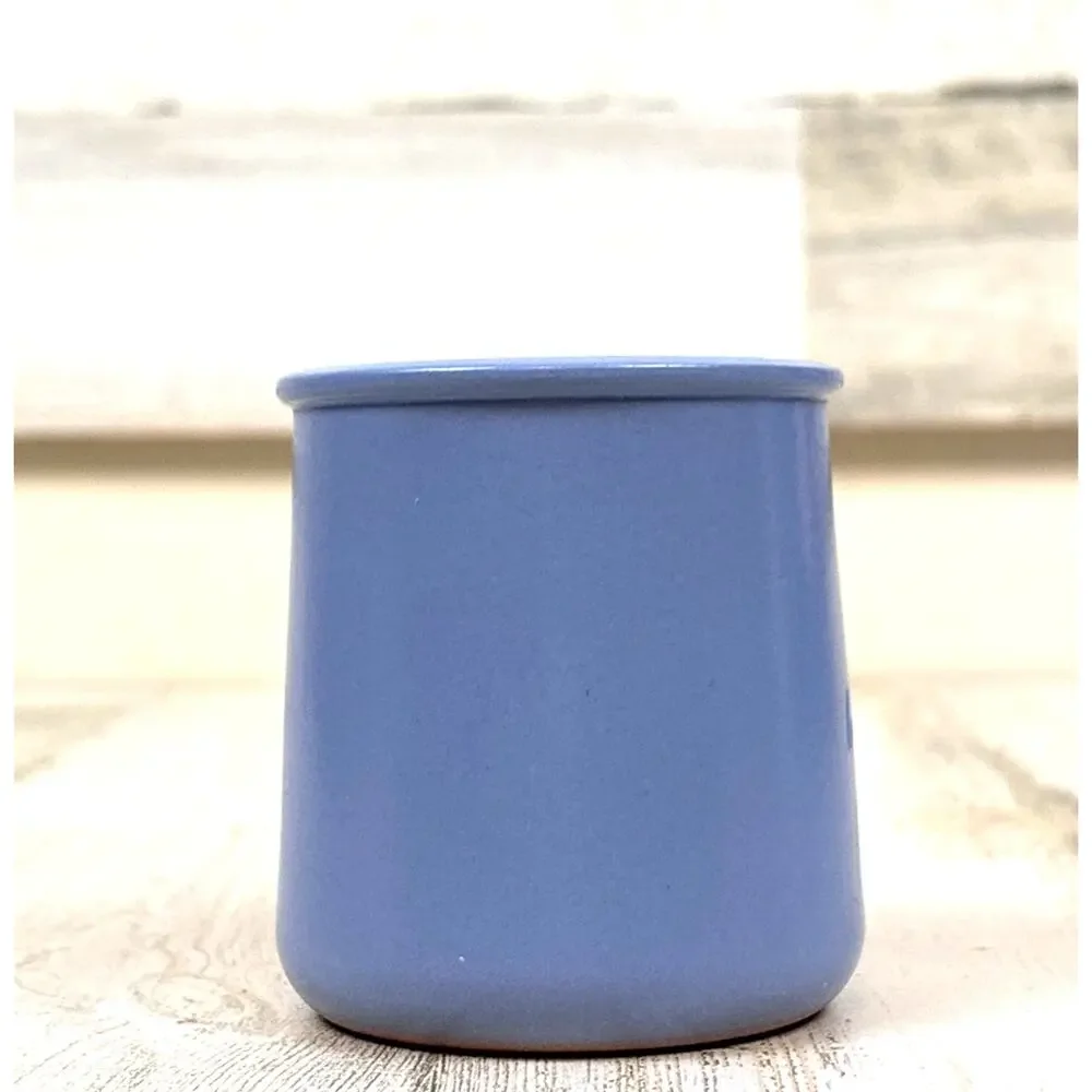 La Fermière Cermer Set of 2 Blue Terra Cotta Pottery Yogurt Pots NEW
